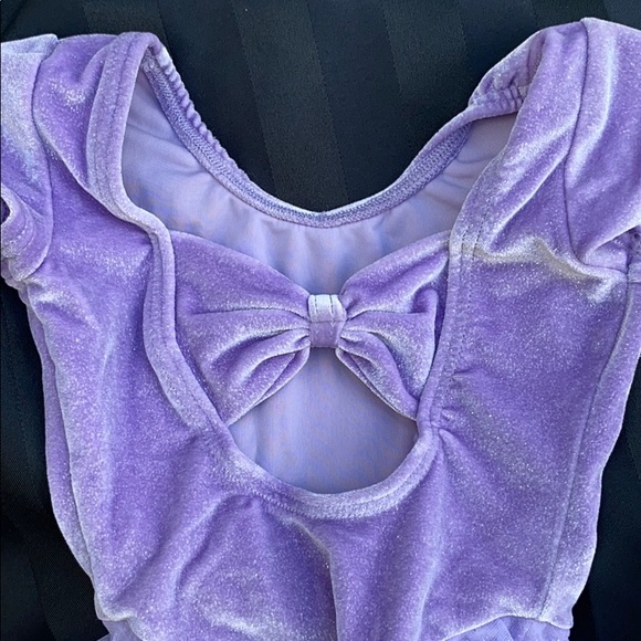 Purple sparkle leotard with attached tulle skirt - Picture 4 of 5